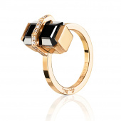Little Bend Over - Onyx Ring goud