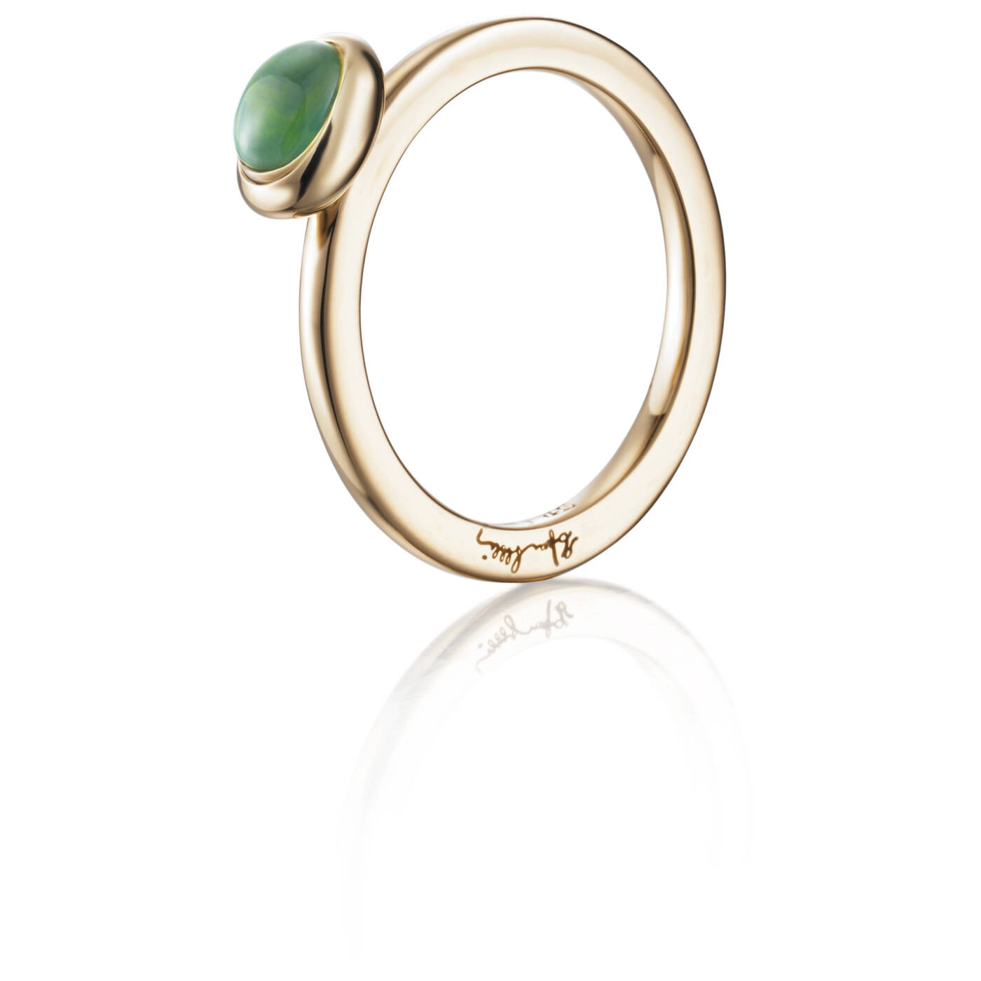 Love Bead - Green Agate Ring goud