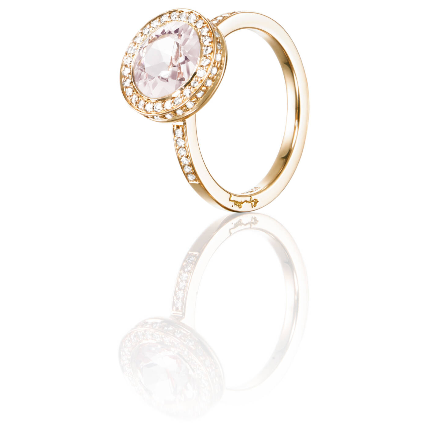 Halo - Morganite Ring goud