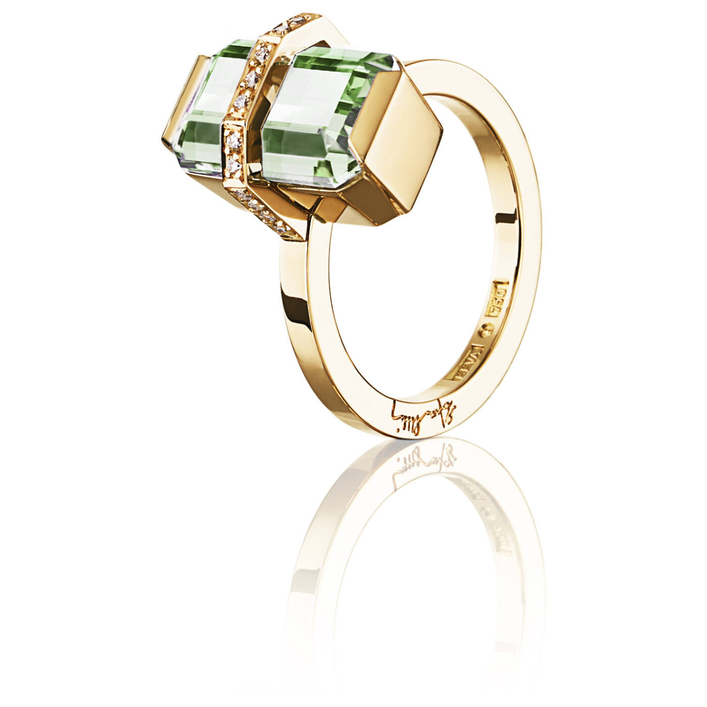 Little Bend Over - Green Quartz Ring goud