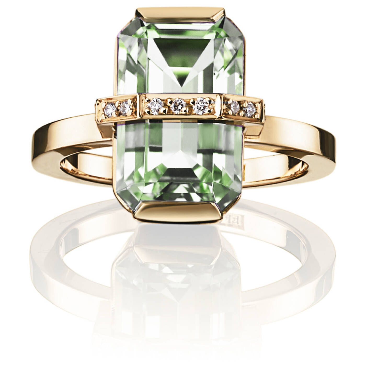 Little Bend Over - Green Quartz Ring goud