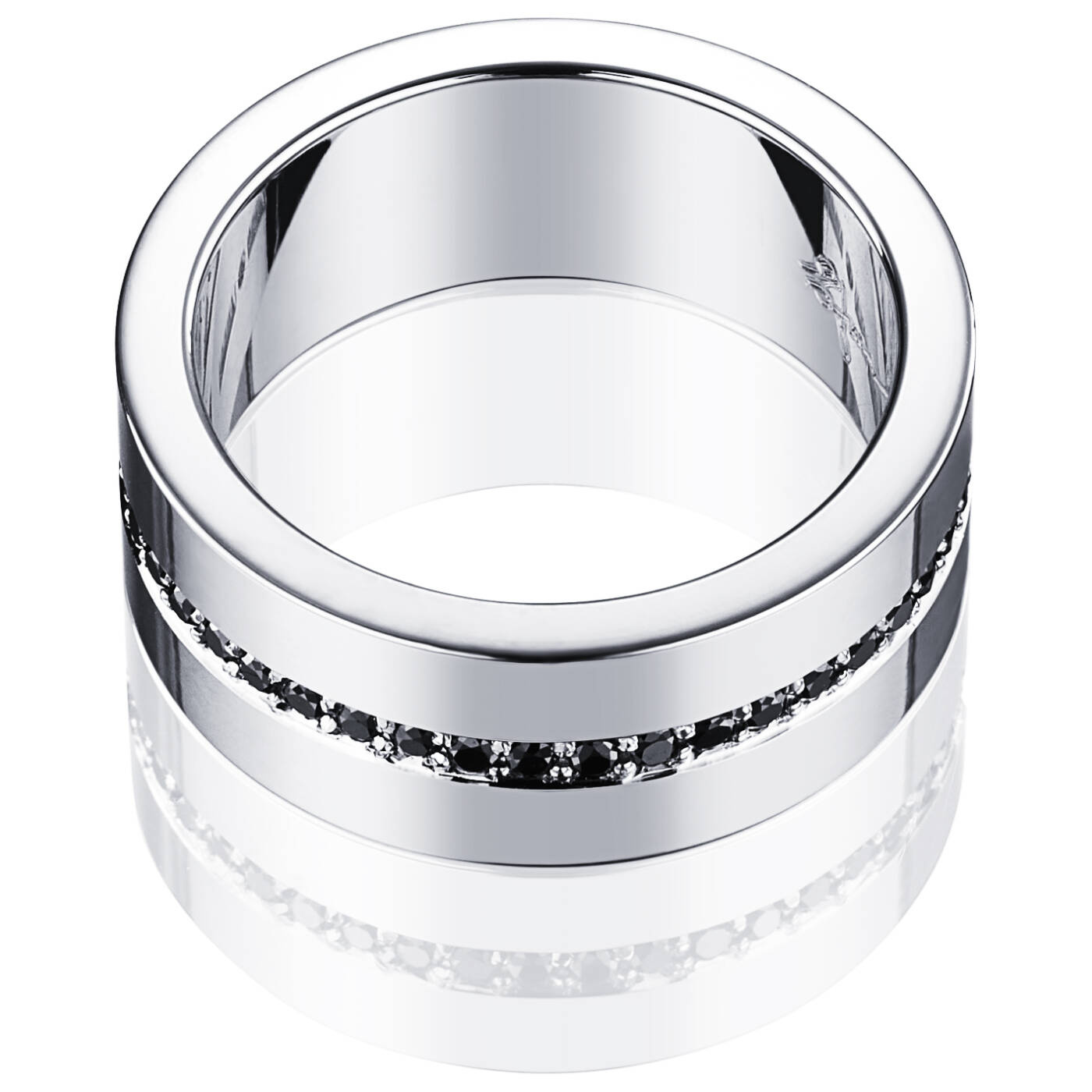 Wide & Black Stars Ring Witgoud