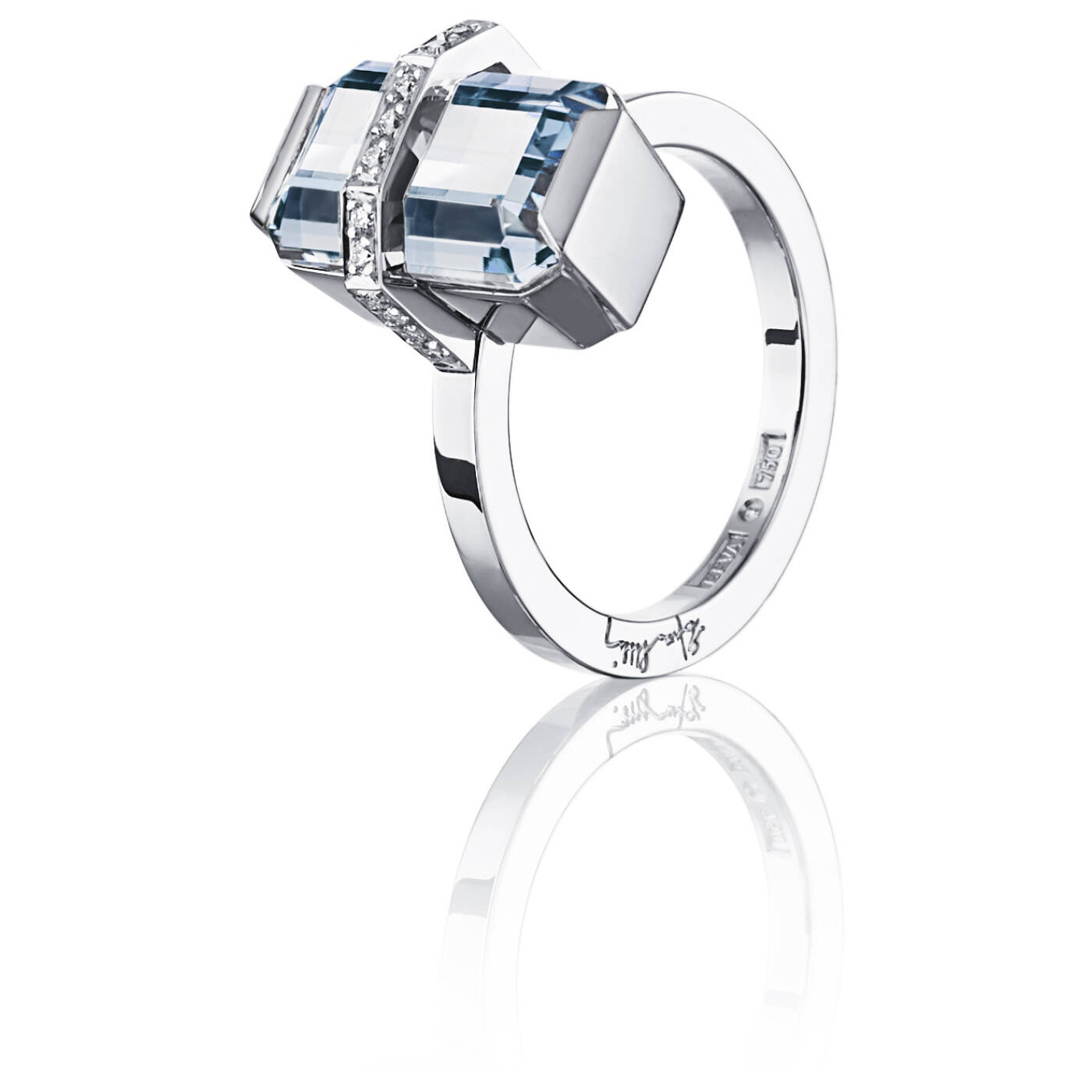 Little Bend Over - Aquamarine Ring Witgoud