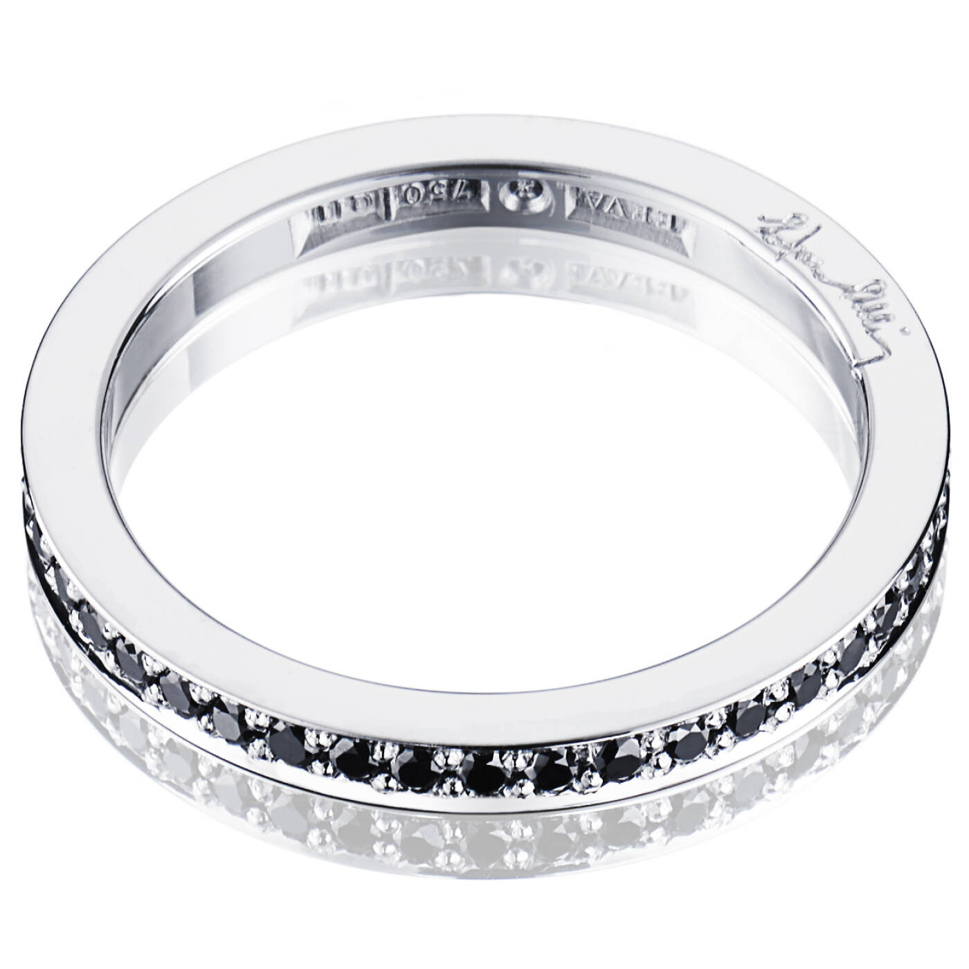 Stars & Signature In Black Thin Ring Witgoud