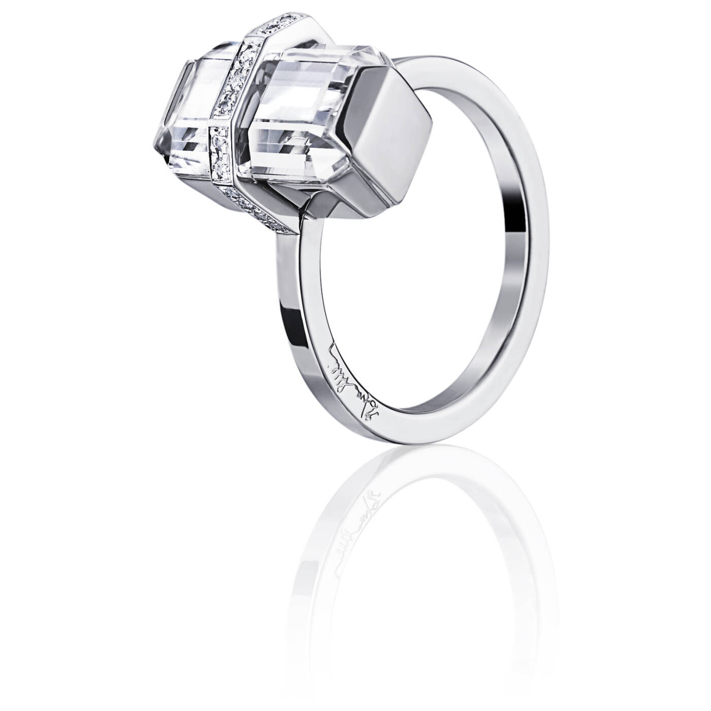 Little Bend Over - Crystal Quartz Ring Witgoud