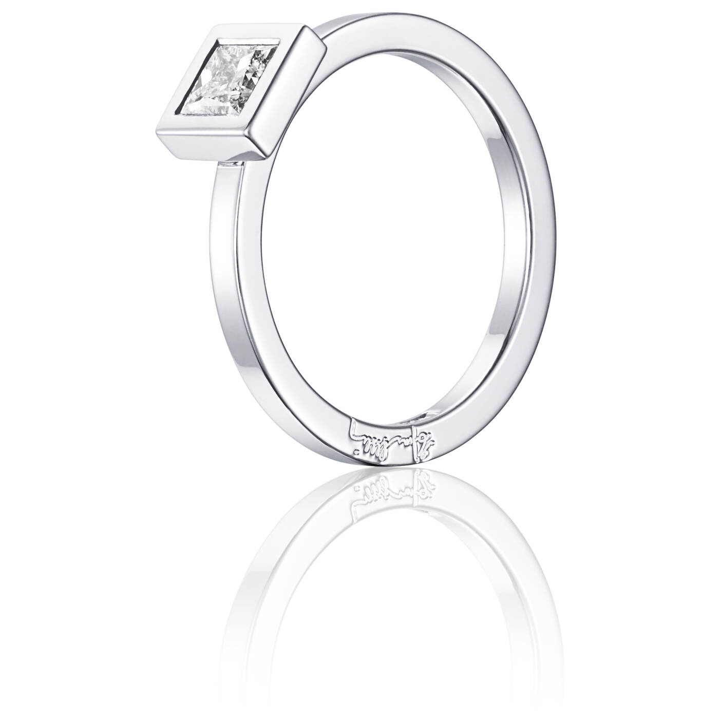 Princess Wedding Thin 0.40 ct diamant Ring Witgoud