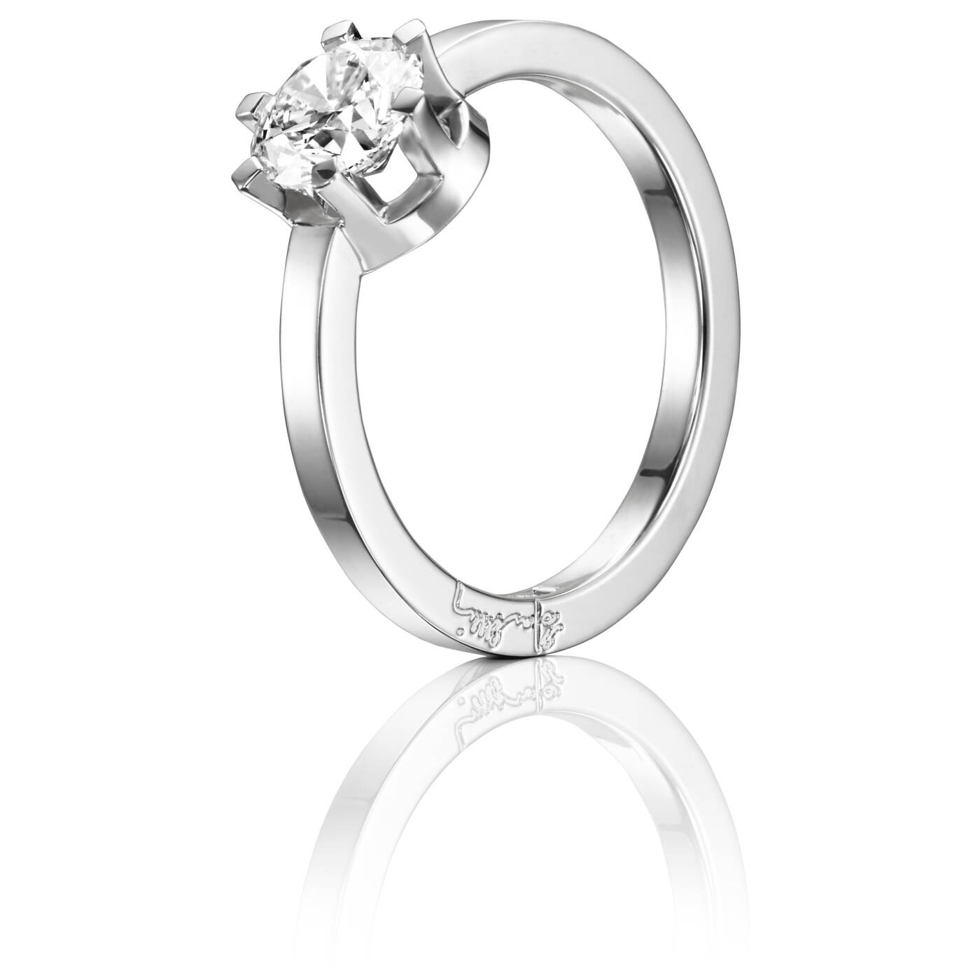 Crown Wedding 1.0 ct diamant Ring Witgoud