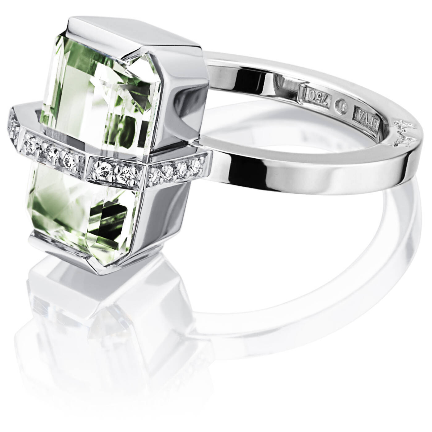 Little Bend Over - Green Quartz Ring Witgoud