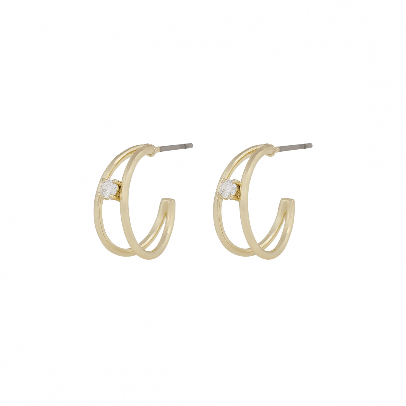 Lorrie small crystal double Earrings Gold