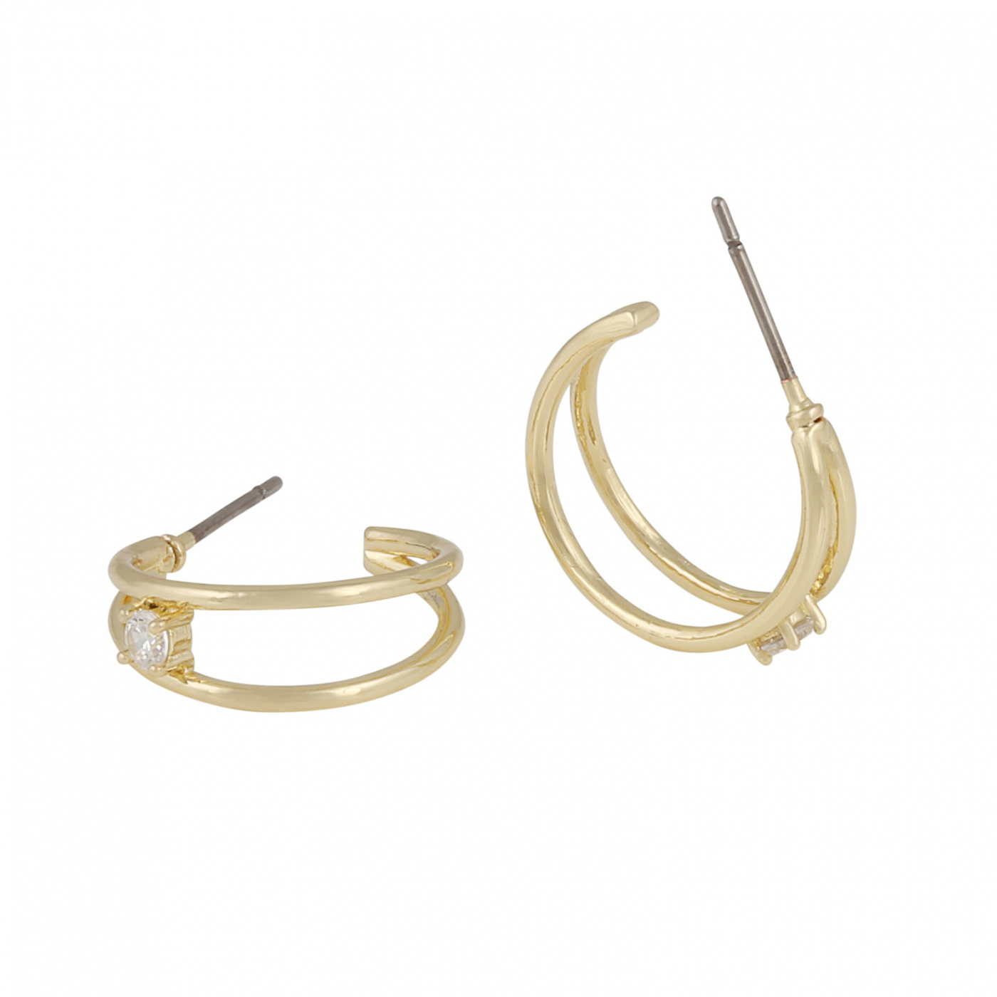 Lorrie small crystal double Earrings Gold