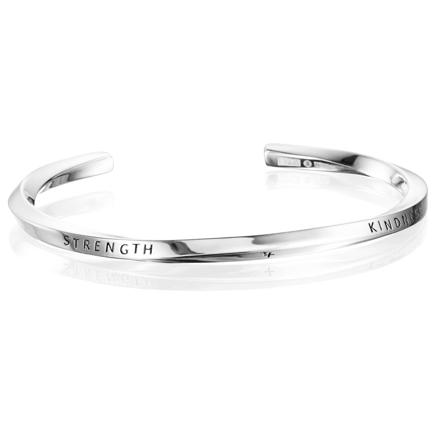 Strength & Kindness Slim Cuff Armbanden Zilver