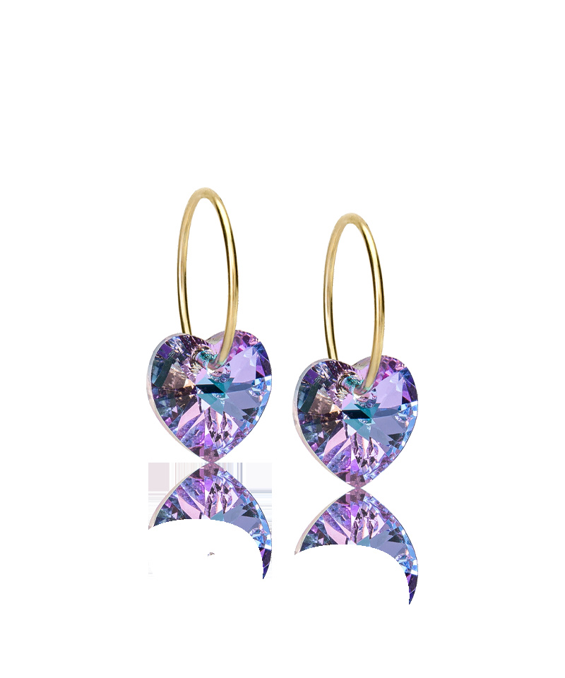 GT Ear Ring 14 mm, Heart 10 mm, Lilac