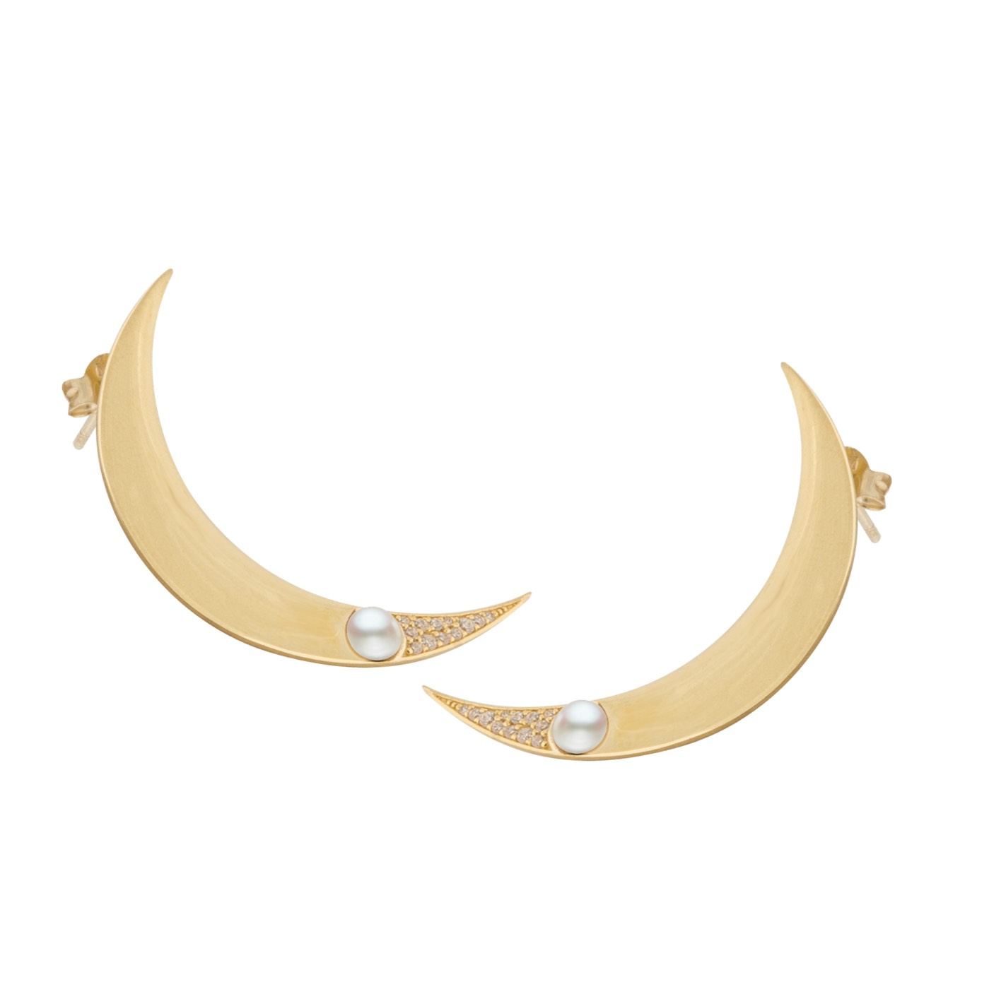 One moon Oorbel goud pair