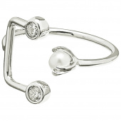 Pearl/Brilliant double ring Zilver