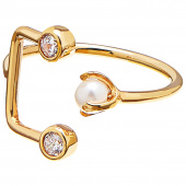 Pearl/Brilliant double ring goud