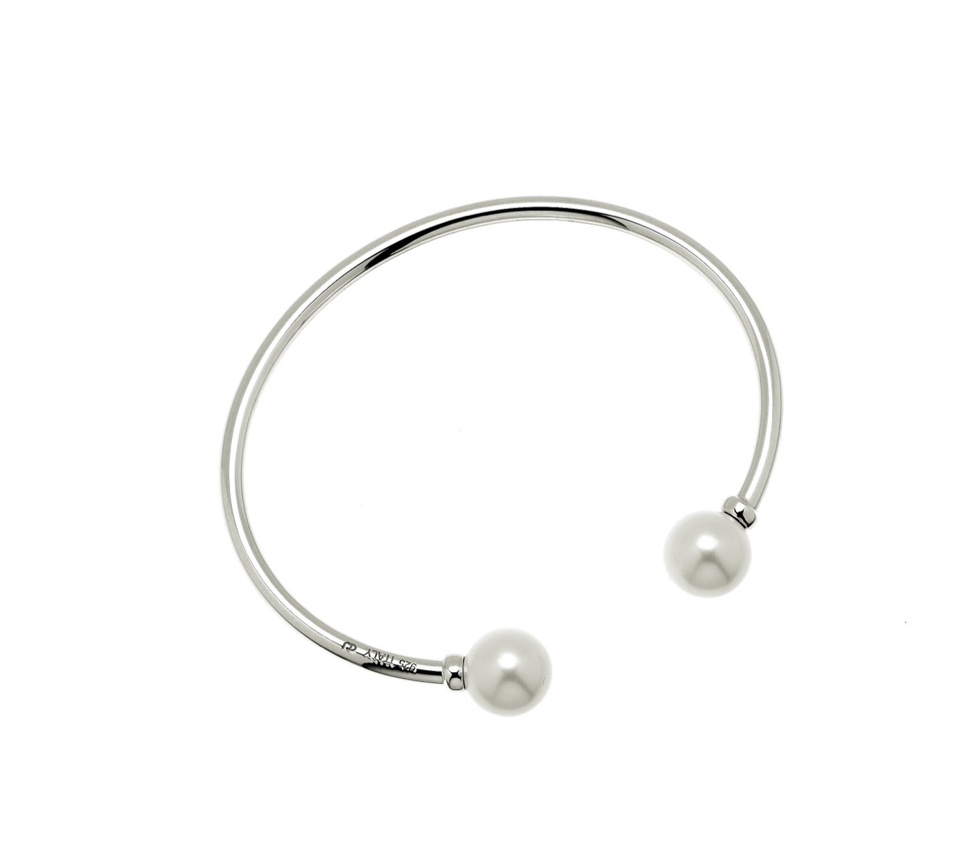 Pearl bangle flex braclet Zilver