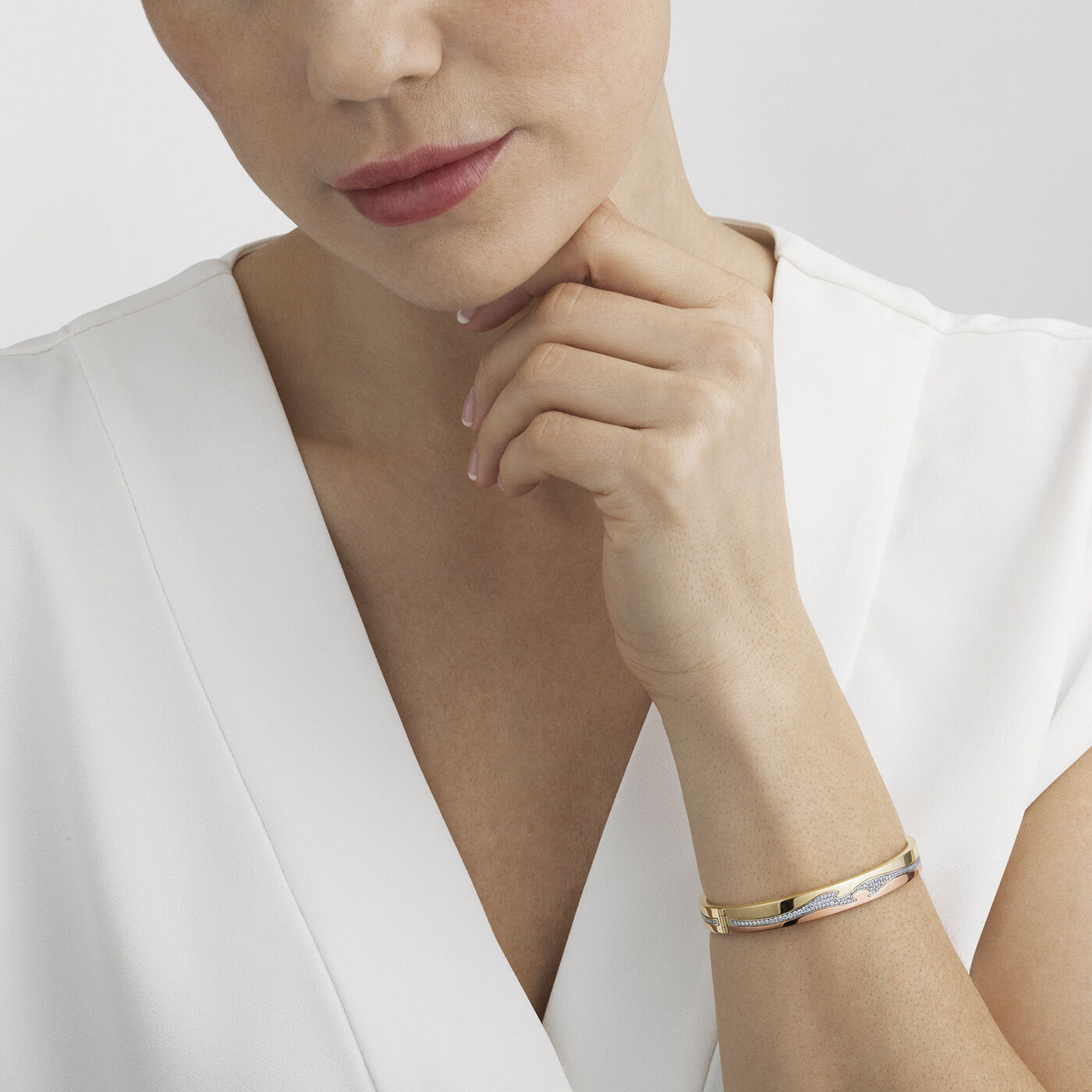 FUSION BANGLE Armbanden CENTRE PAVÉ 0.75 ct goud Witgoud Roségoud