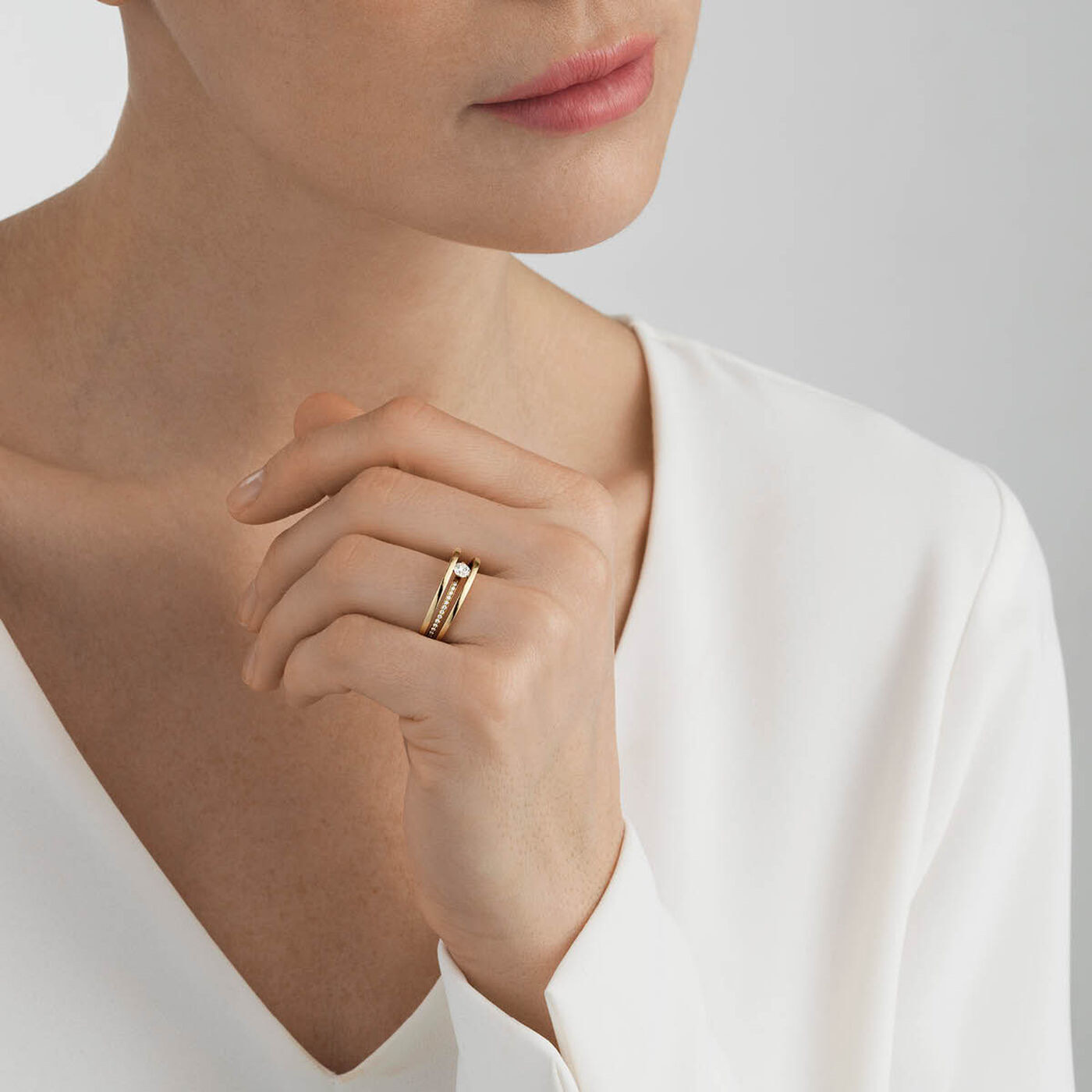 HALO SOLITAIRE Ring SINGLE PAVE 0.36 ct goud