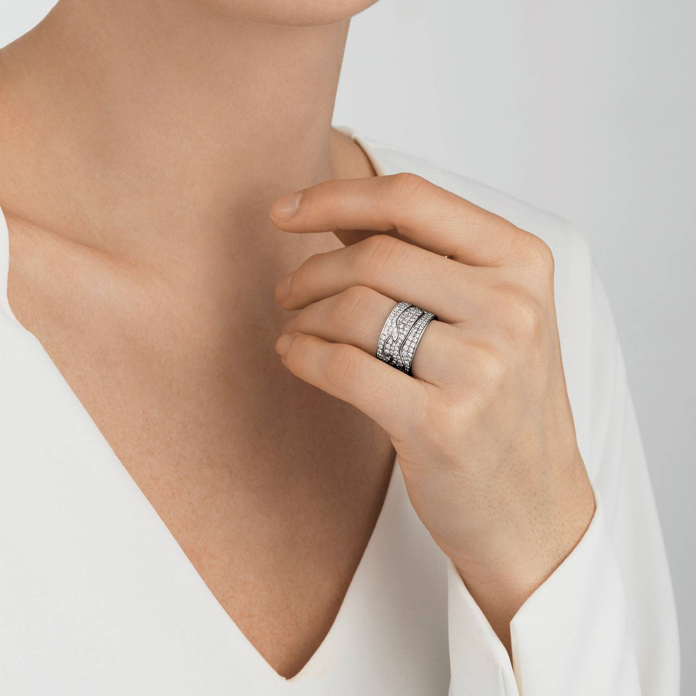 FUSION CENTRE Ring Diamant PAVÉ 0.63 ct Witgoud