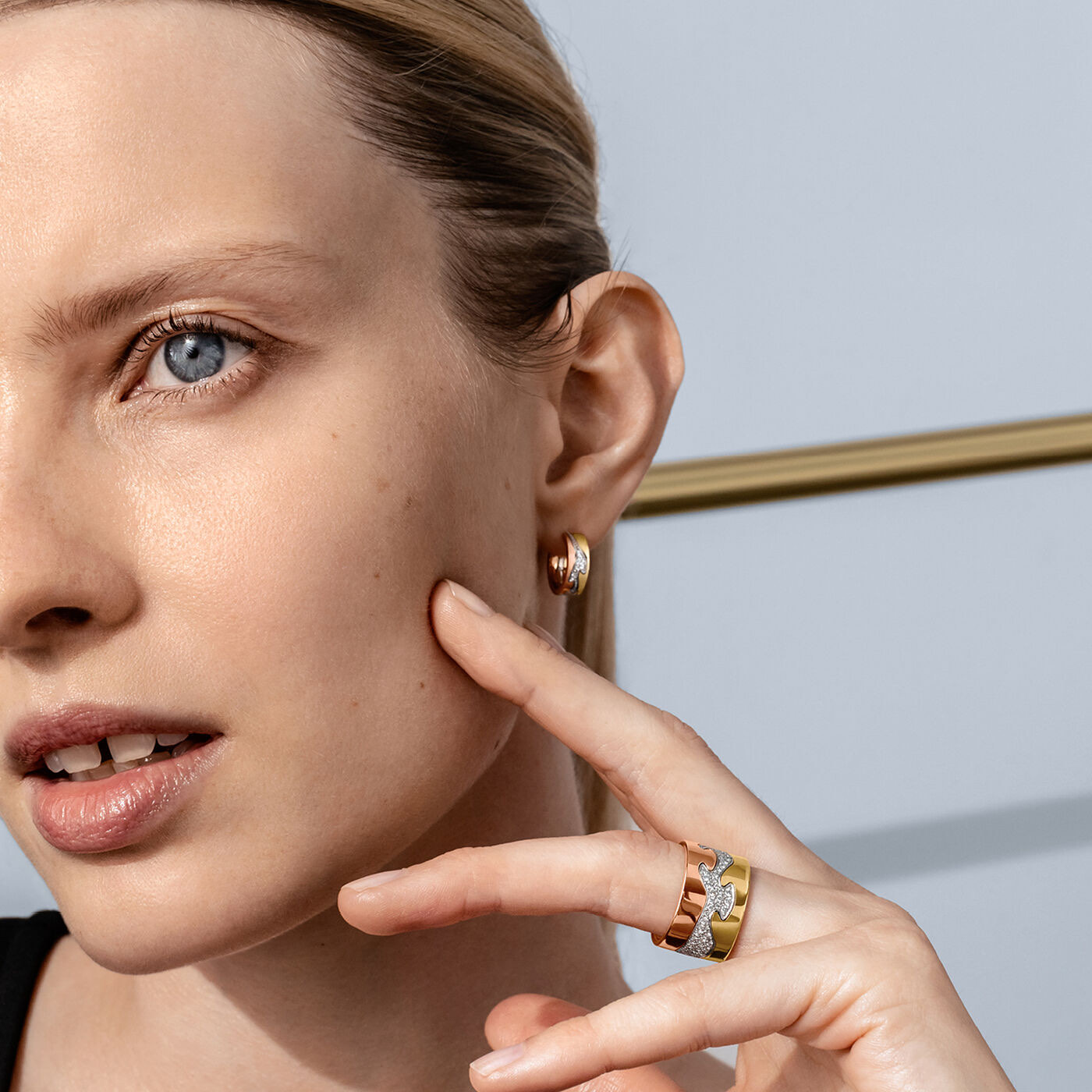 FUSION SMALL Oorbel goud Witgoud Roségoud PAVÉ 0.08 CT