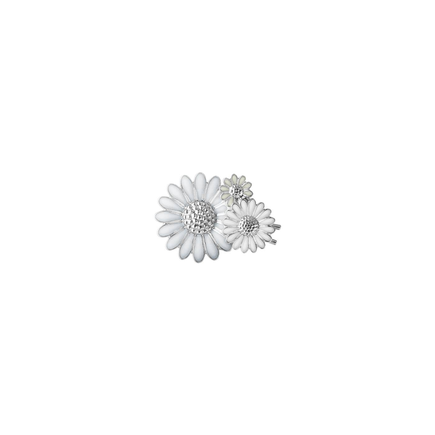 DAISY HAIR CLIP Zilver WHITE ENAMEL