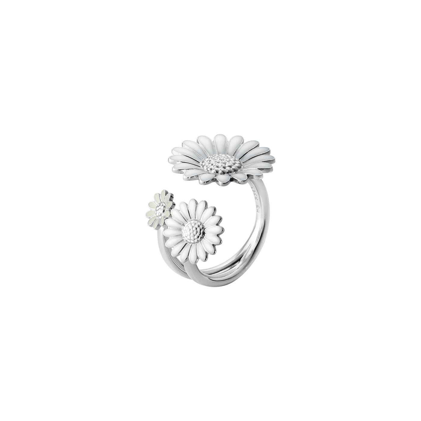 DAISY FLOWER RING Zilver WHITE ENAMEL