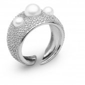 Pearl bubble ring Zilver