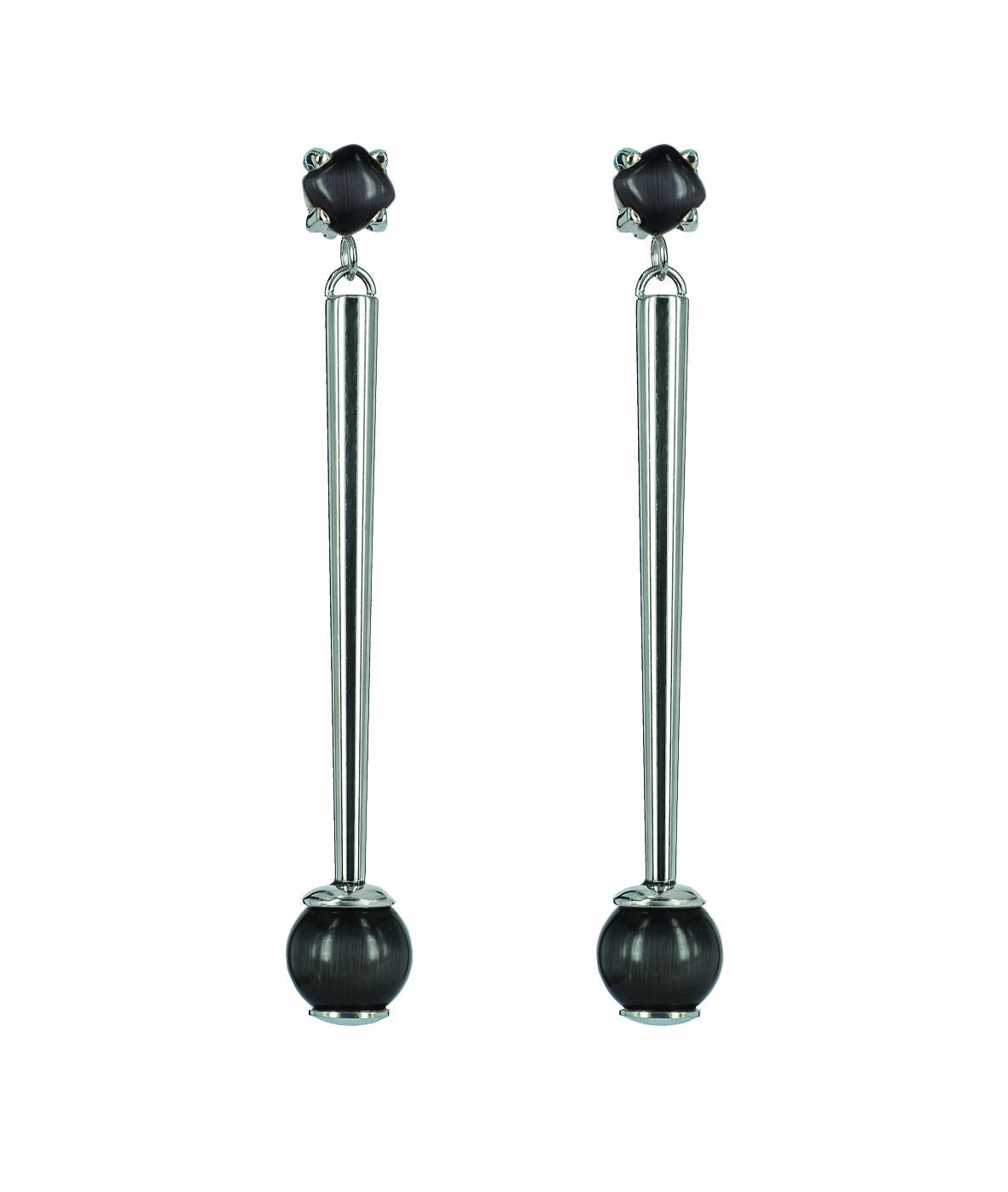 VICTORIA Long Oorbellen Staal/Gray