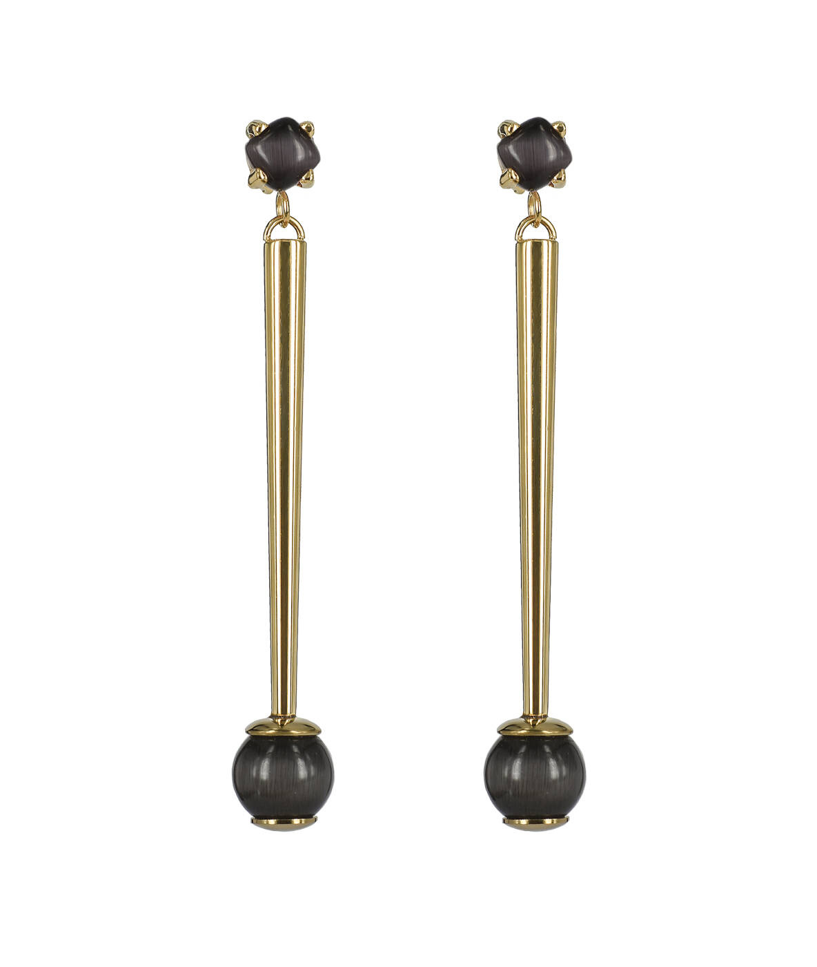 VICTORIA Long Oorbellen Goud/Gray