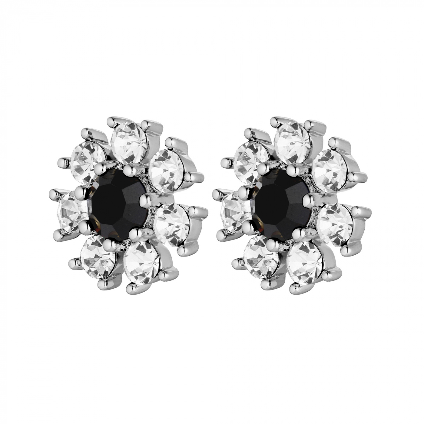 AUDE Zilver BLACK / CRYSTAL Oorbel