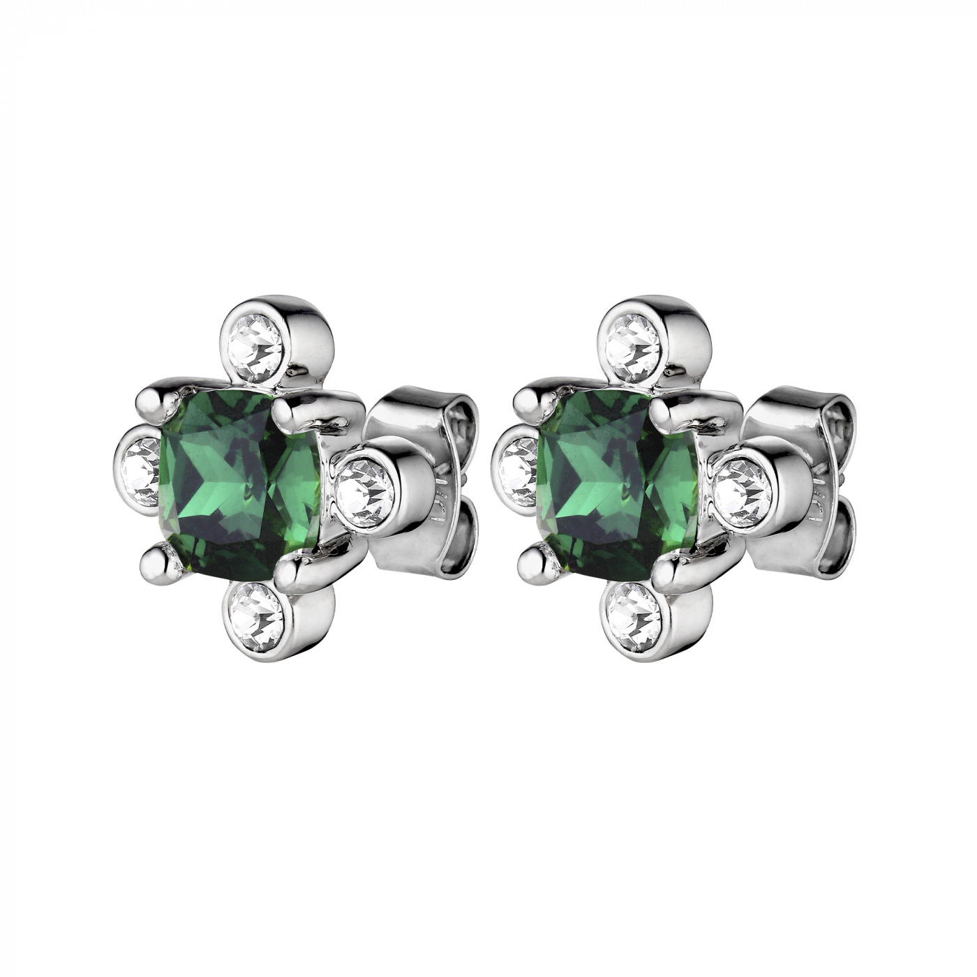 GIGI Zilver EMERALD GREEN Oorbel