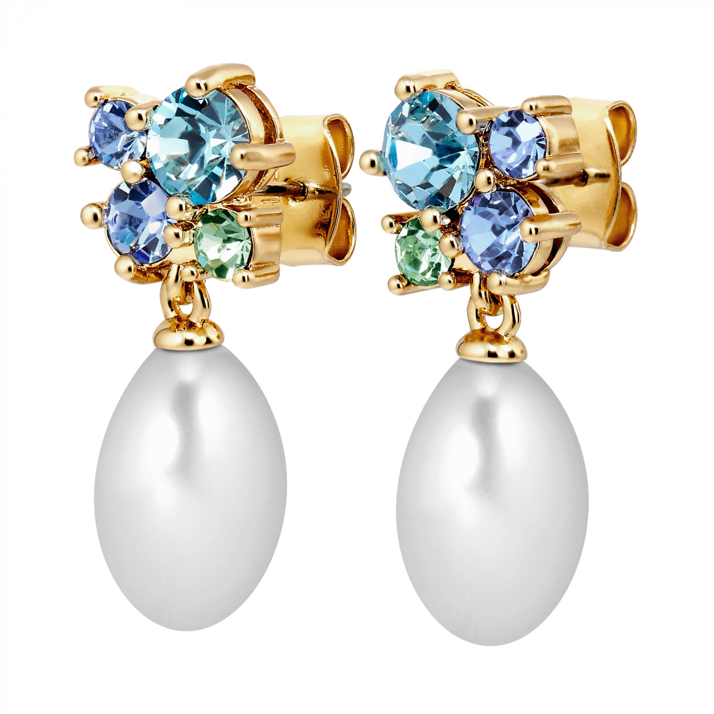 PETUN SG AQUA / WHITE PEARL Earrings Gold