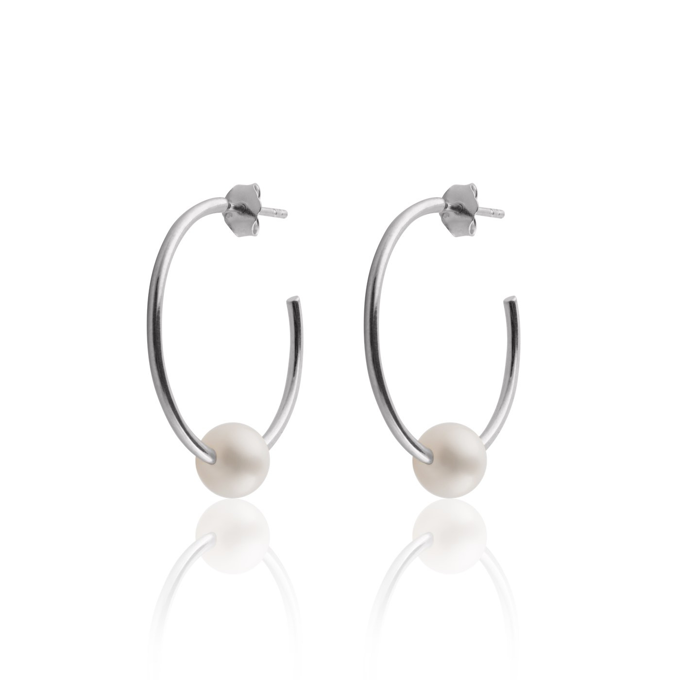 Pearl Hoops Oorbel (Zilver)