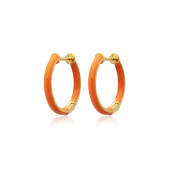 Enamel thin hoops orange (Goud)