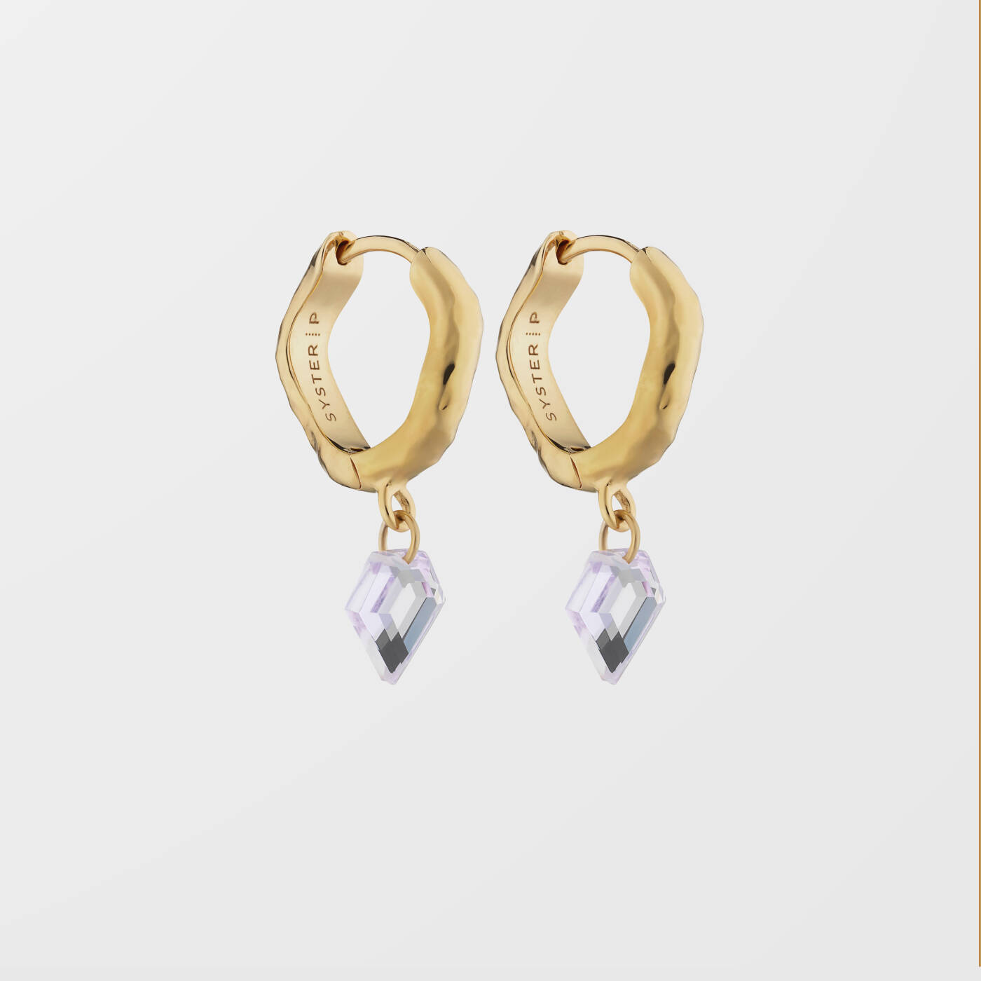 Diamona Amethyst Oorbel Gold