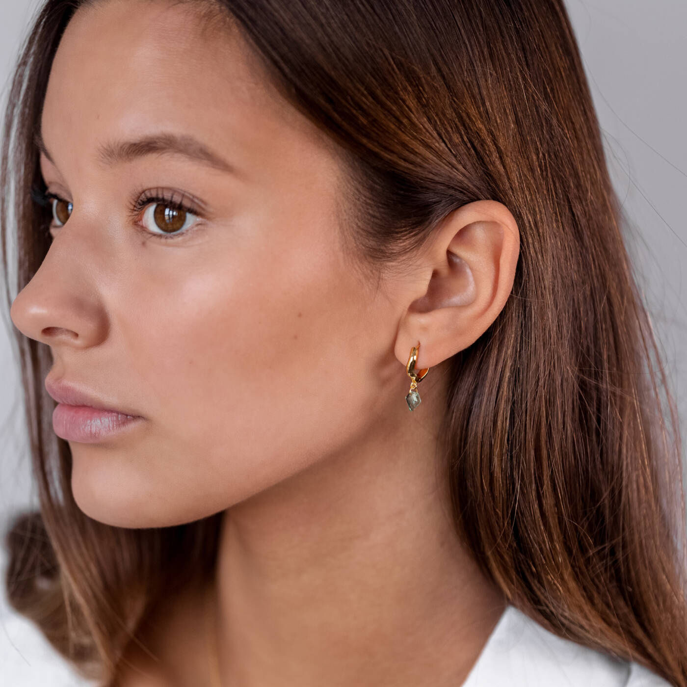 Diamona Green Quartz Oorbel Gold