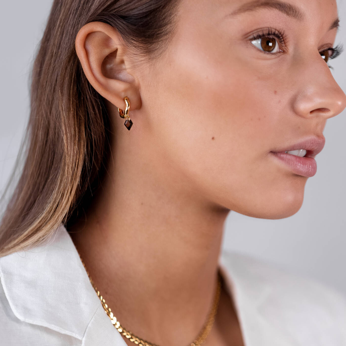 Diamona Smokey Oorbel Gold