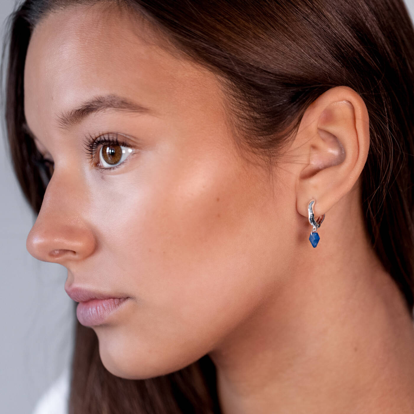 Diamona Blue Quartz Oorbel Zilver