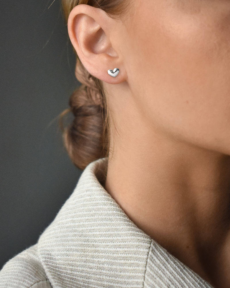 Loving heart medium Oorbel Zilver