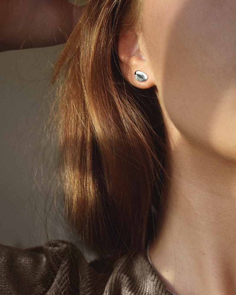 Morning Dew small Oorbel Zilver