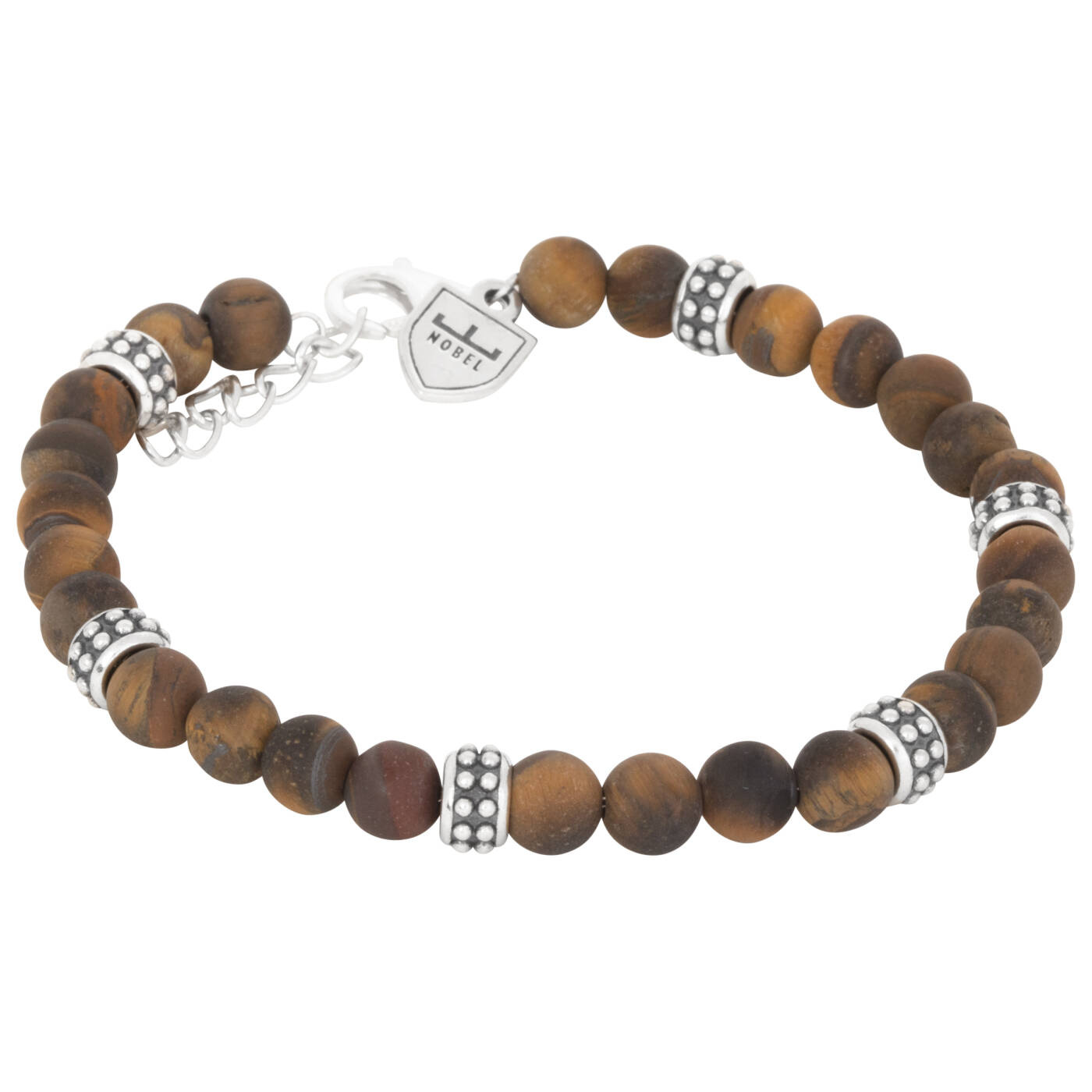 Zilver/beadsArmbanden Tigeröga. 19,5+3cm