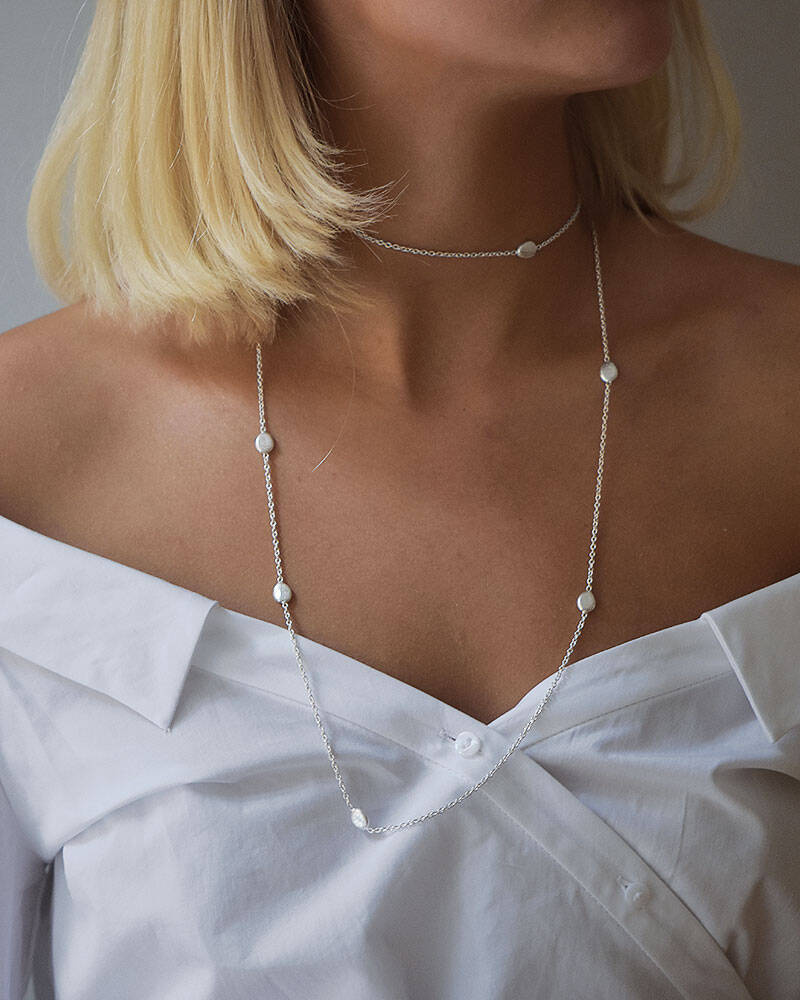Pebbles long Kettingen Zilver
