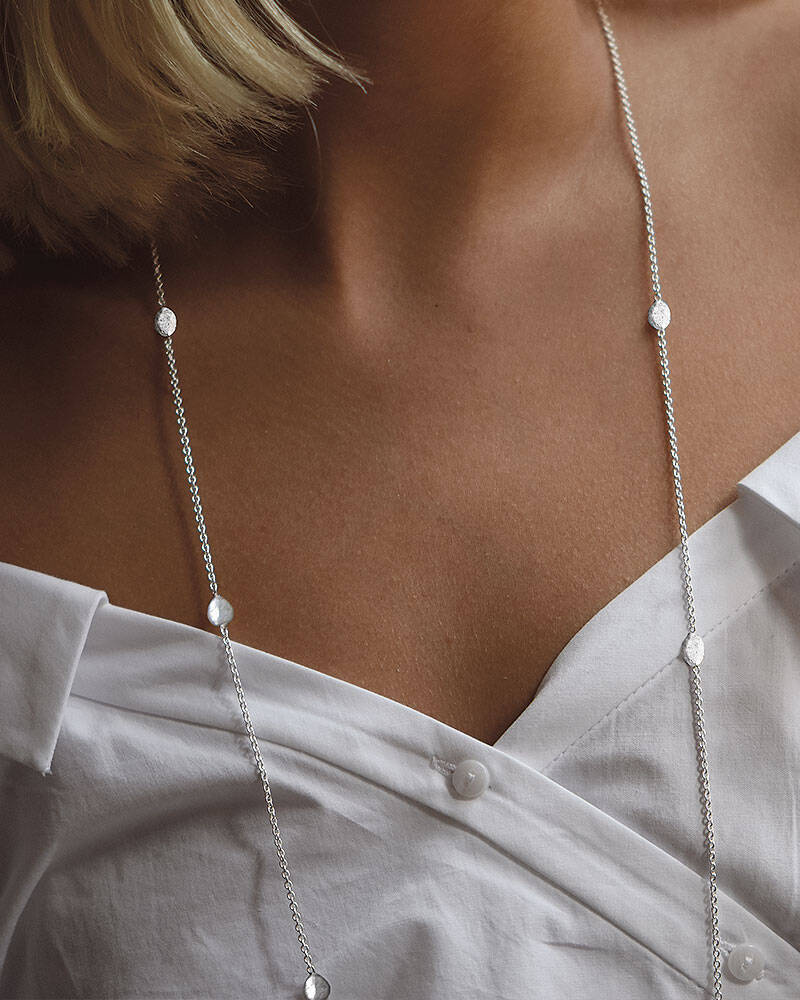Pebbles long Kettingen Zilver