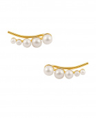 Pearl Croissant Earrings Goud