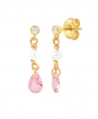 Pink Pearl Raindrop Earrings Goud
