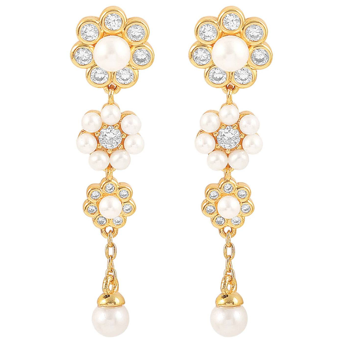 Aya tripple flower Oorbellen Goud