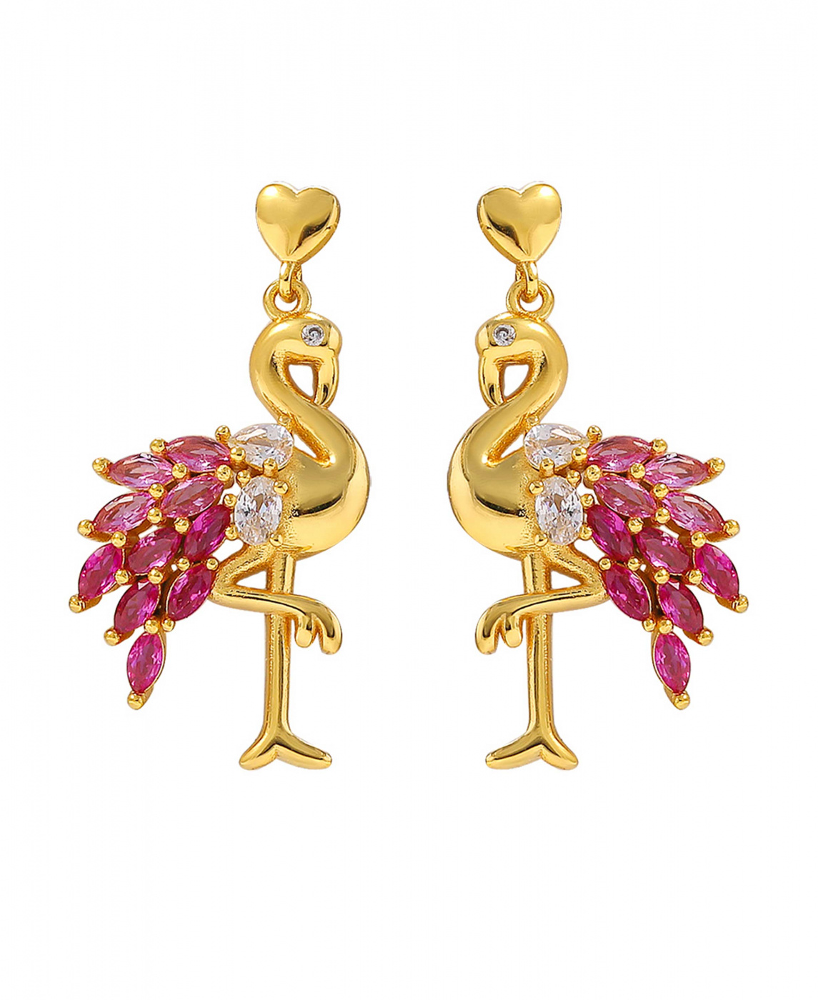 Pink Flamingo Earrings Gold