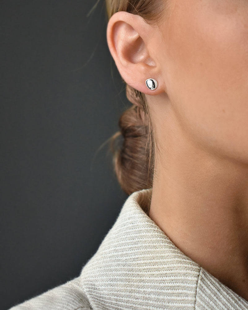 Stardust drop Oorbel polished Zilver