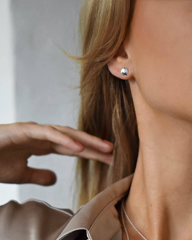 Stardust drop Oorbel polished Zilver