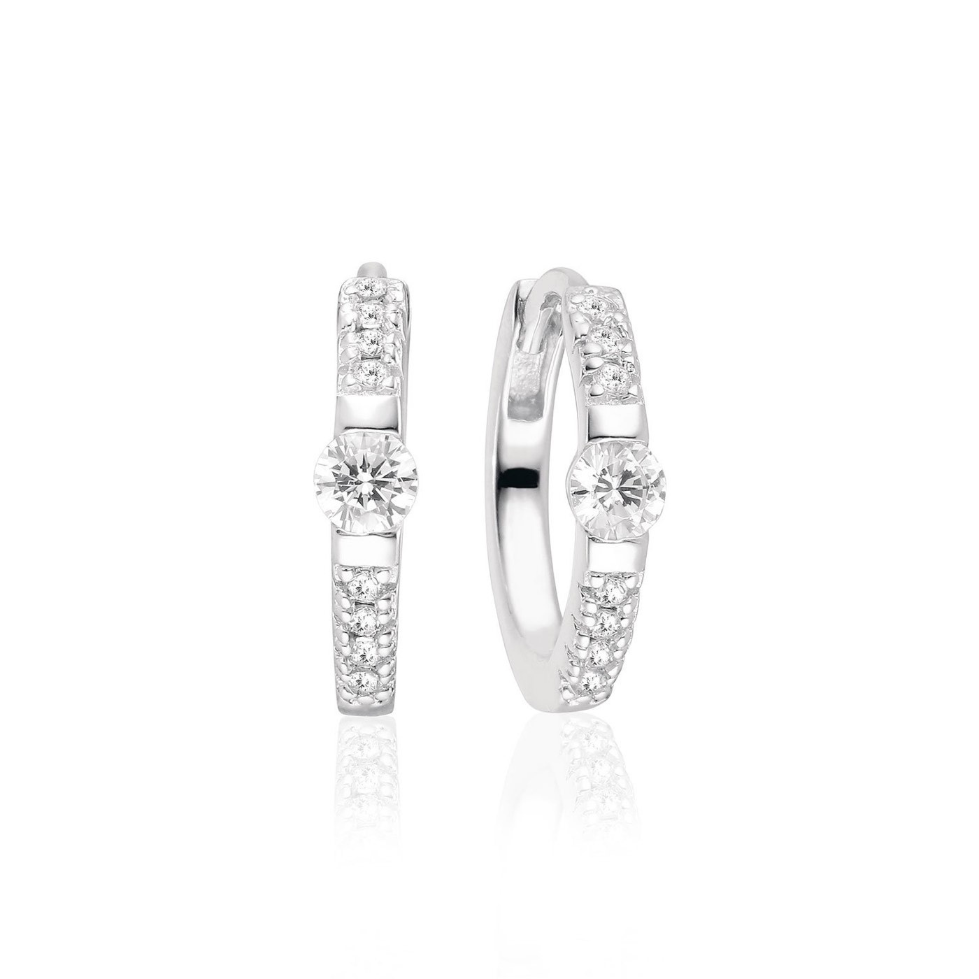 ELLERA UNO MEDIO EARring witte Zirkoner (Zilver)